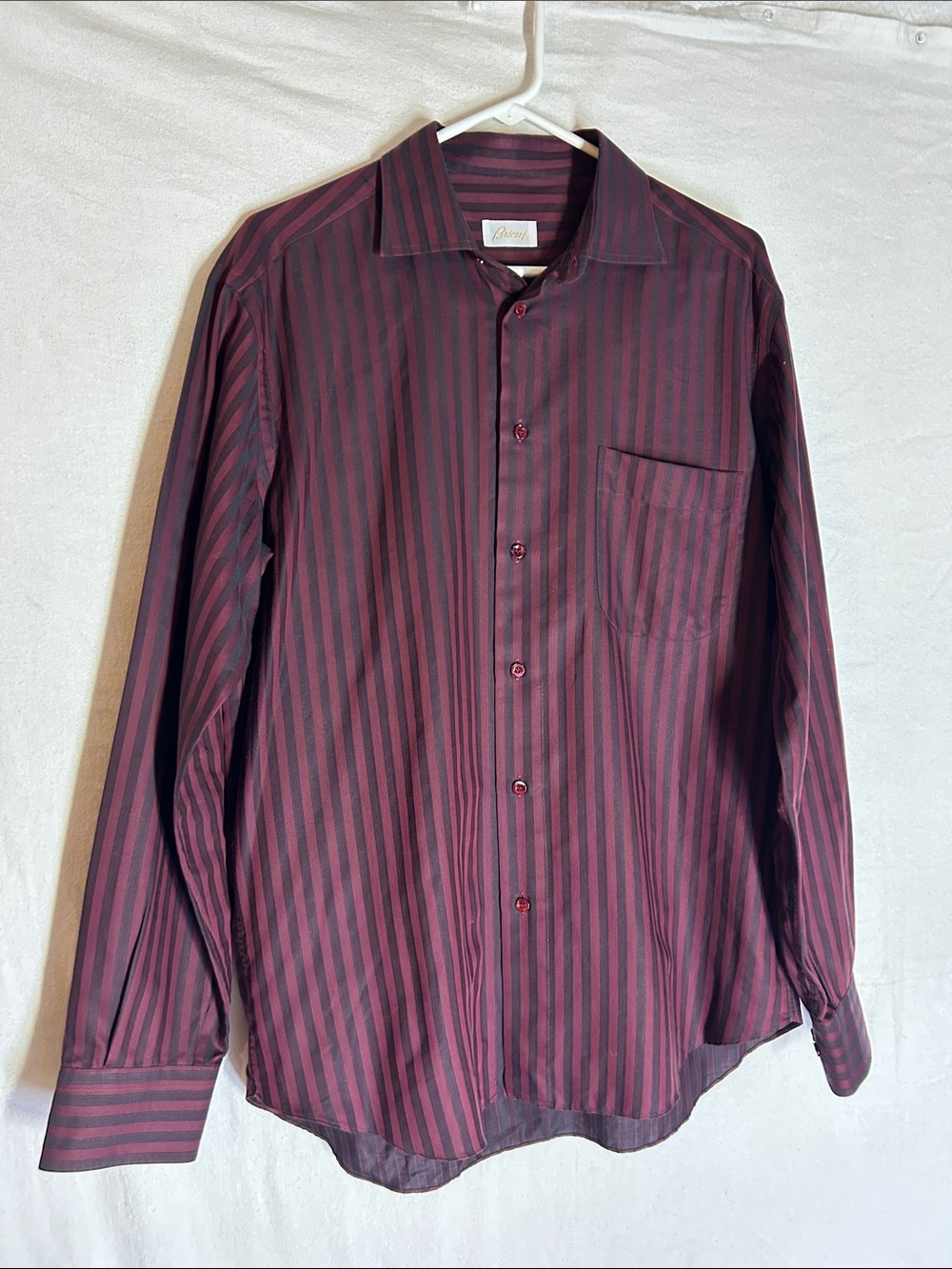 Burgundy and Black Stripe Men's Dress Shirt Size III US 15.75/16 EU 40/41